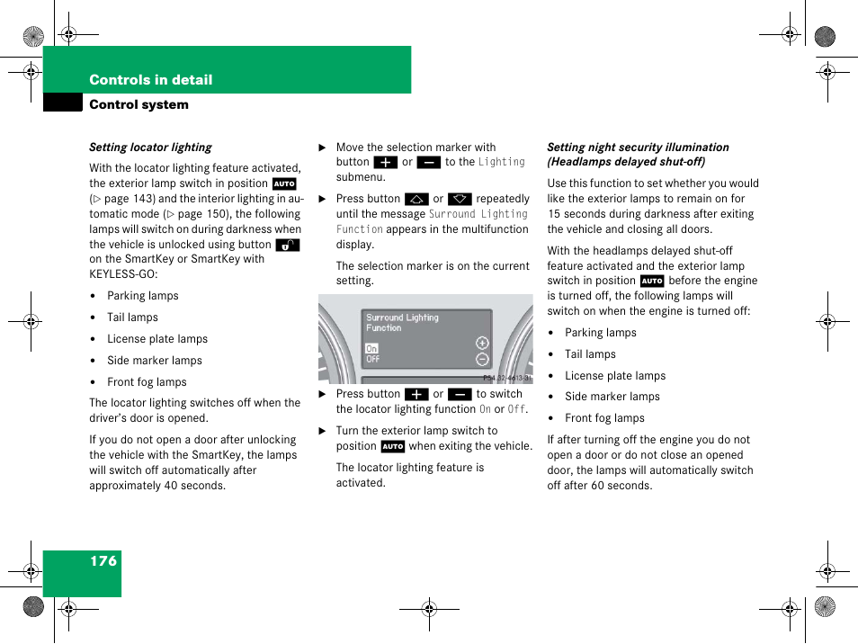 Ty illumination, Lighting, 176 controls in detail | Mercedes-Benz GL-Class 2008 Owners Manual User Manual | Page 177 / 601