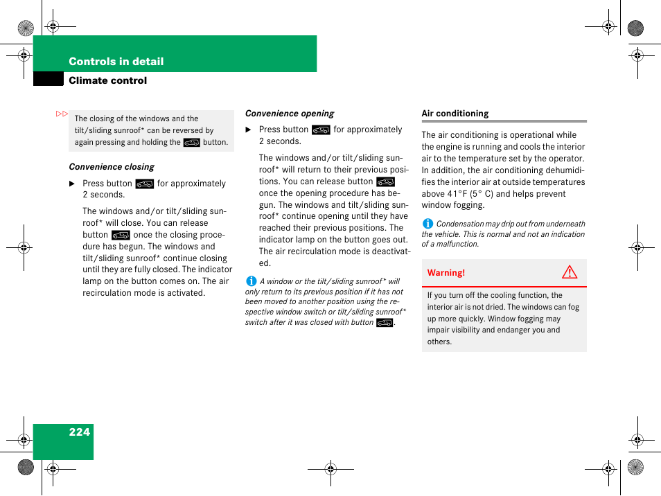 Air conditioning, cooling, Air conditioning | Mercedes-Benz GL-Class 2008 Owners Manual User Manual | Page 225 / 601