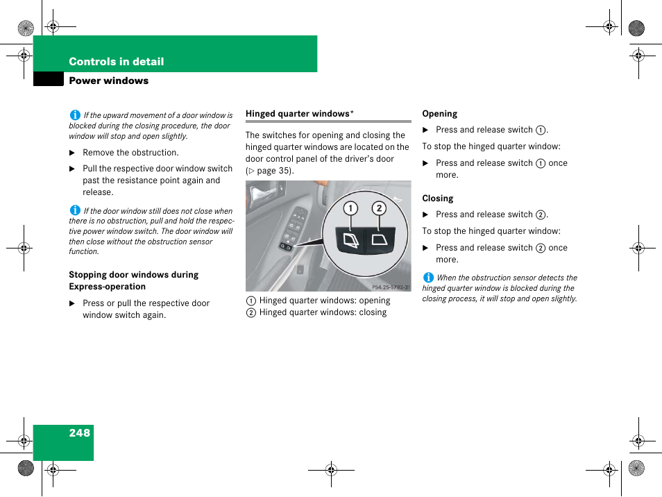 Power windows:hinged quarter windows, Hinged quarter windows | Mercedes-Benz GL-Class 2008 Owners Manual User Manual | Page 249 / 601