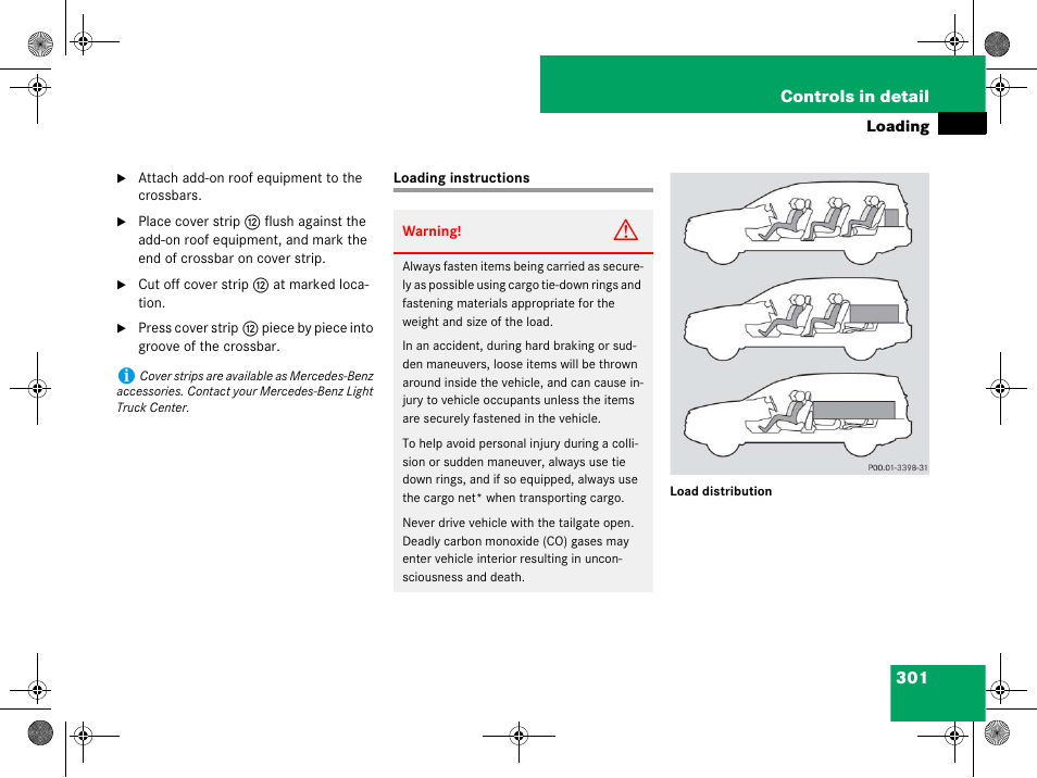 Vehicle loading:loading instructions, Loading instructions | Mercedes-Benz GL-Class 2008 Owners Manual User Manual | Page 302 / 601