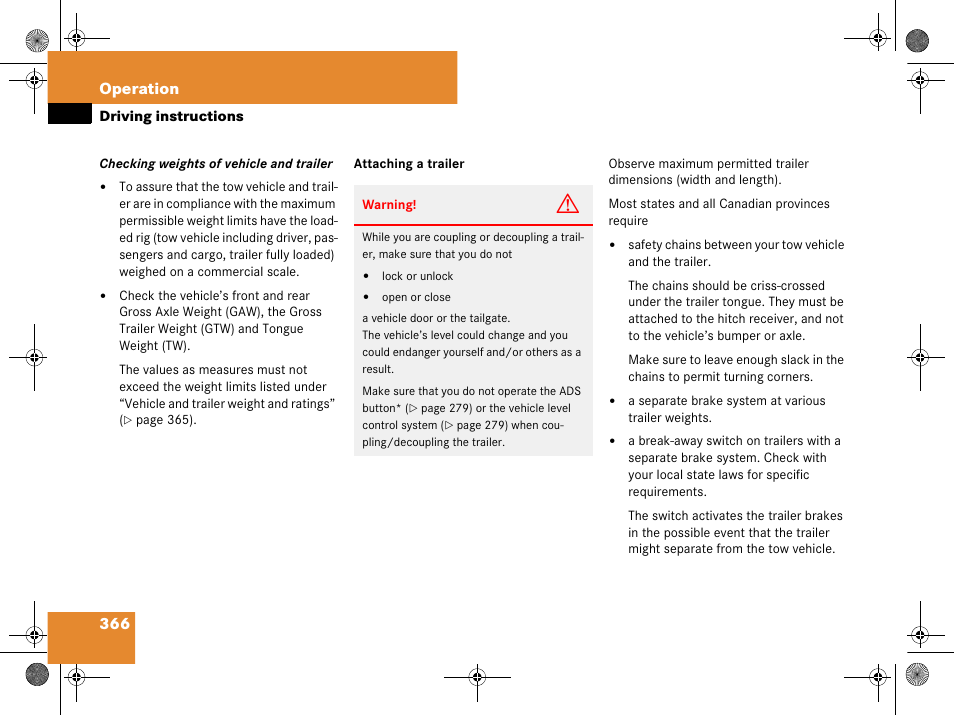 366 operation | Mercedes-Benz GL-Class 2008 Owners Manual User Manual | Page 367 / 601