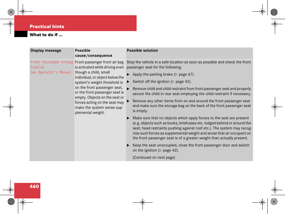 460 practical hints | Mercedes-Benz GL-Class 2008 Owners Manual User Manual | Page 461 / 601