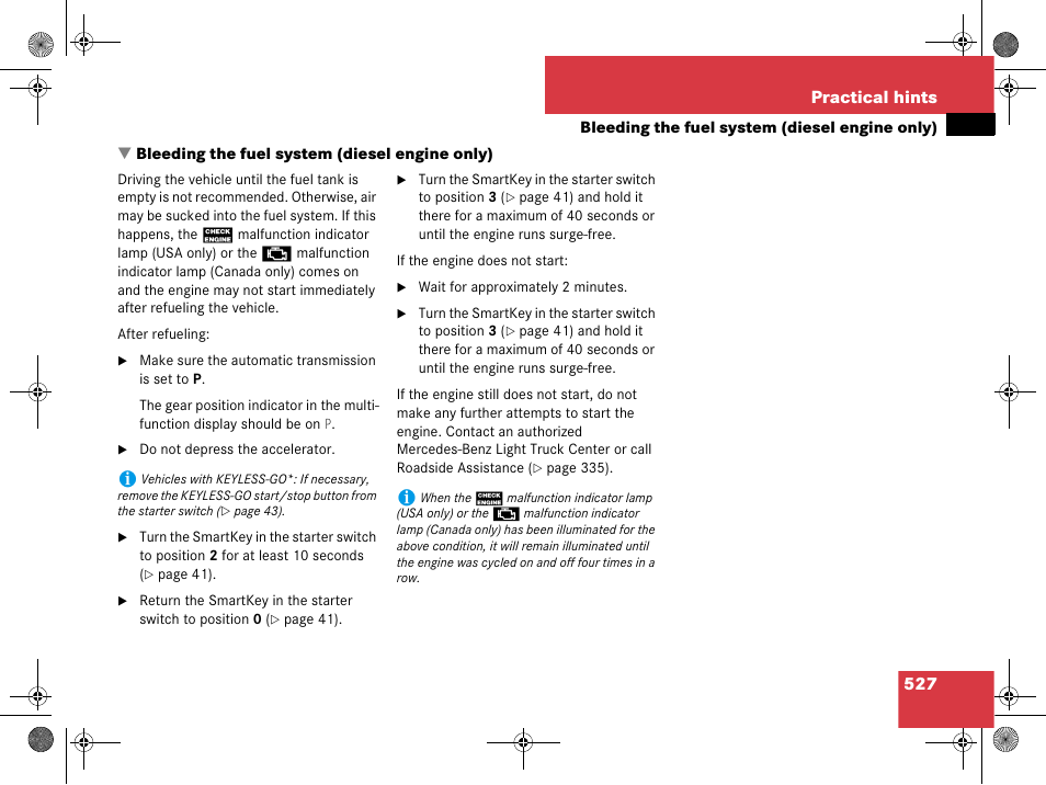 Bleeding the fuel system (diesel engine only) | Mercedes-Benz GL-Class 2008 Owners Manual User Manual | Page 528 / 601