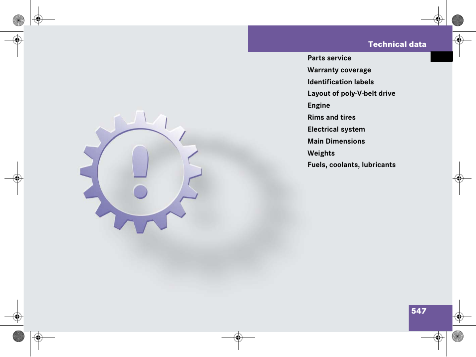 Technical data, Data | Mercedes-Benz GL-Class 2008 Owners Manual User Manual | Page 548 / 601