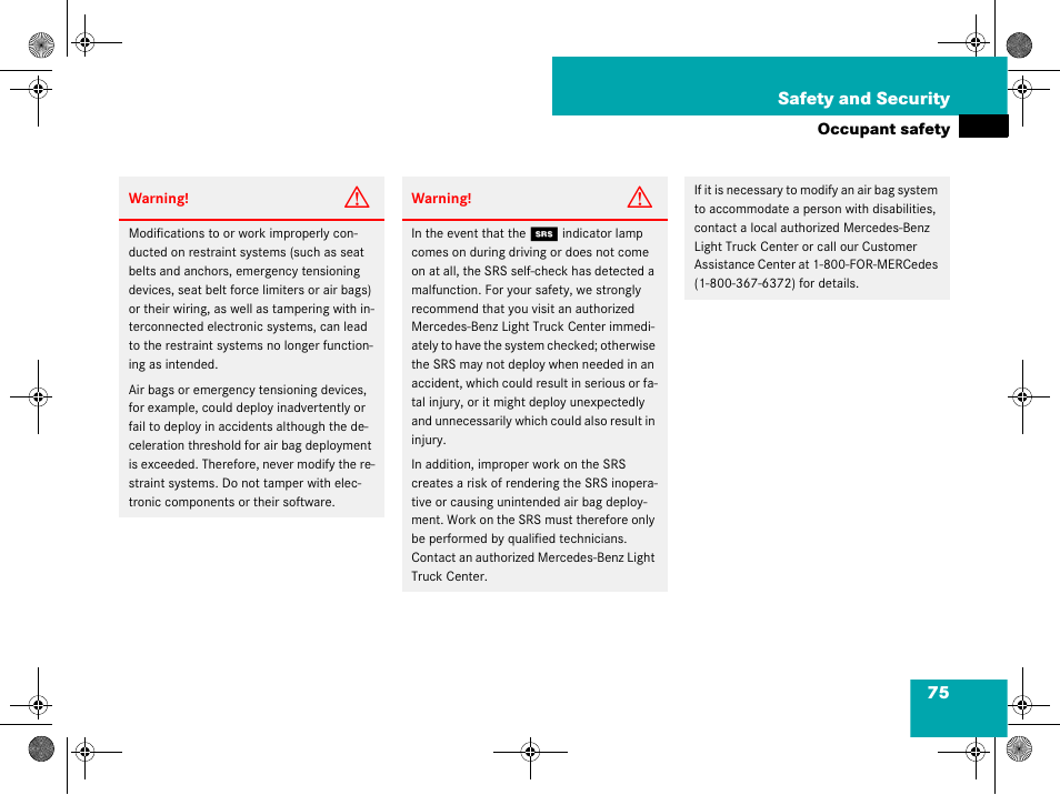 75 safety and security | Mercedes-Benz GL-Class 2008 Owners Manual User Manual | Page 76 / 601