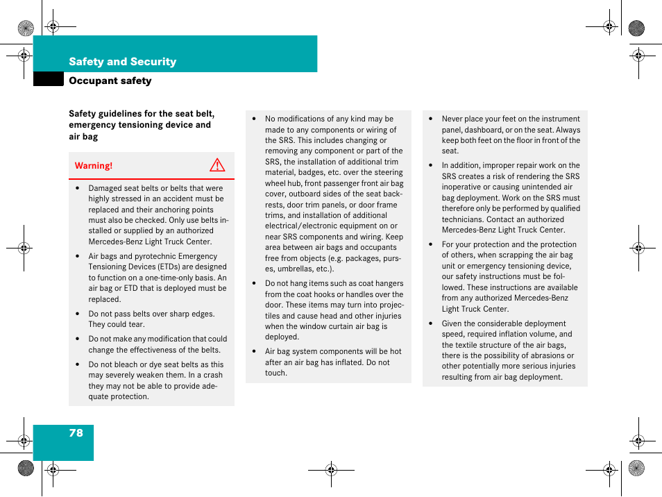 78 safety and security | Mercedes-Benz GL-Class 2008 Owners Manual User Manual | Page 79 / 601