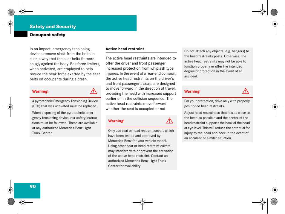 Active head restraint, Raints | Mercedes-Benz GL-Class 2008 Owners Manual User Manual | Page 91 / 601