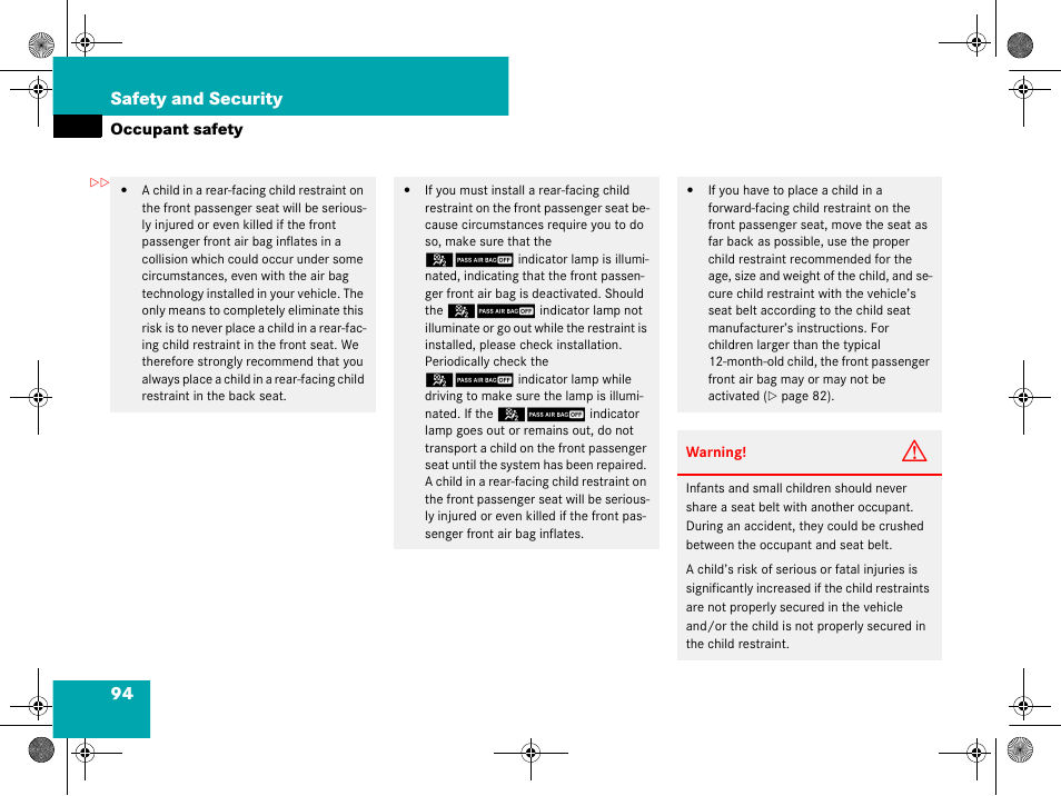 94 safety and security | Mercedes-Benz GL-Class 2008 Owners Manual User Manual | Page 95 / 601