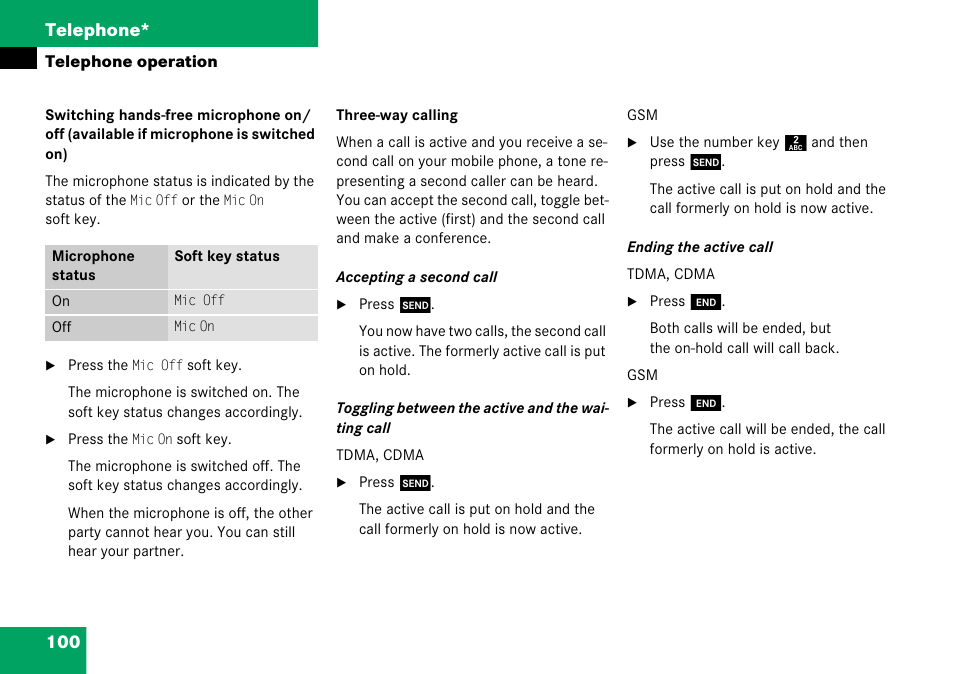 100 telephone | Mercedes-Benz G-Class 2008 COMAND Manual User Manual | Page 100 / 192