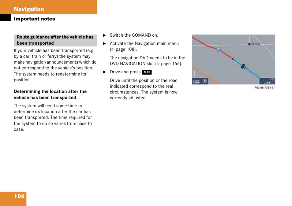 106 navigation | Mercedes-Benz G-Class 2008 COMAND Manual User Manual | Page 106 / 192