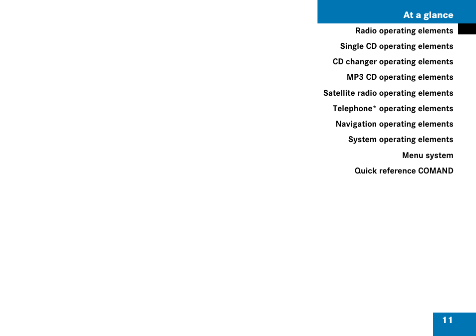 At a glance | Mercedes-Benz G-Class 2008 COMAND Manual User Manual | Page 11 / 192