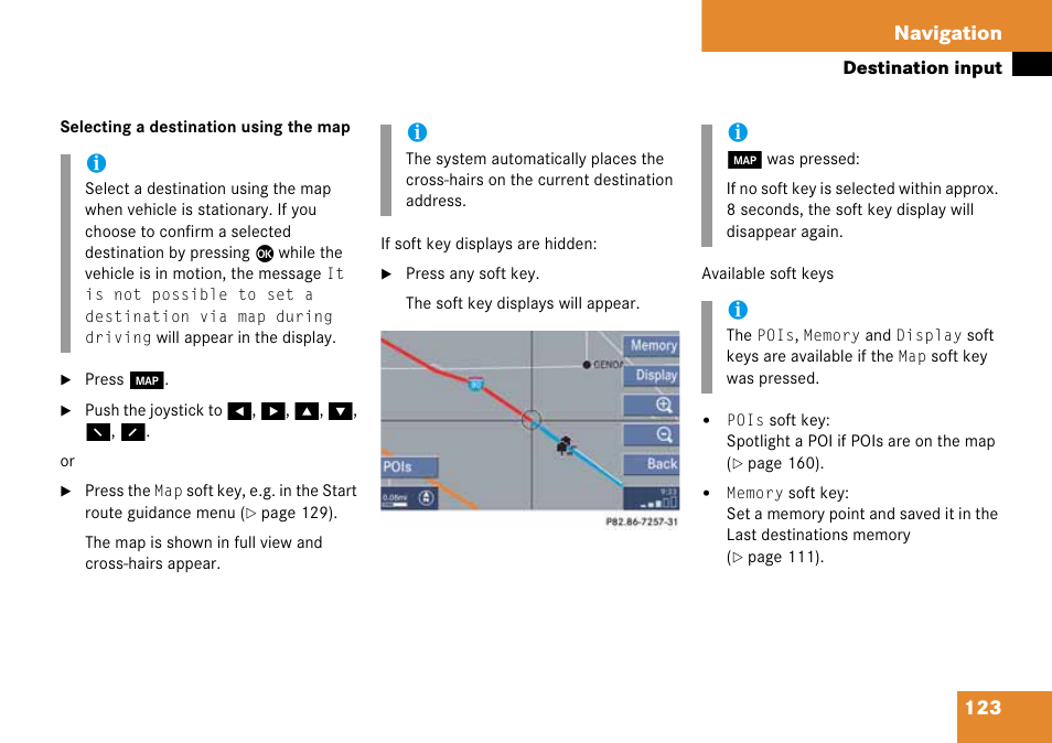 E the map, 123 navigation | Mercedes-Benz G-Class 2008 COMAND Manual User Manual | Page 123 / 192
