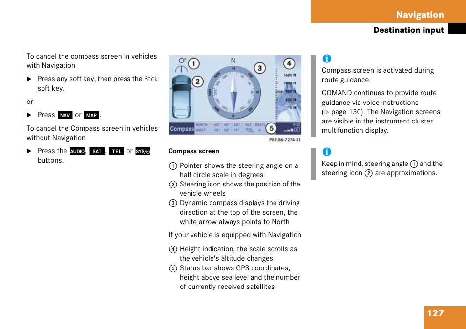 Vehicle, 127 navigation | Mercedes-Benz G-Class 2008 COMAND Manual User Manual | Page 127 / 192