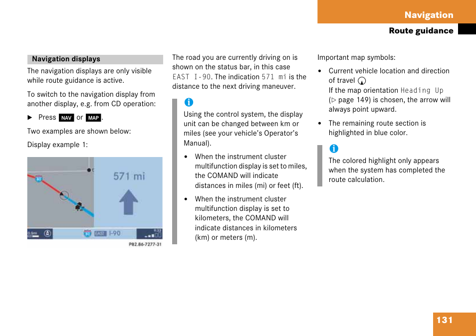 Navigation displays, 131 navigation | Mercedes-Benz G-Class 2008 COMAND Manual User Manual | Page 131 / 192