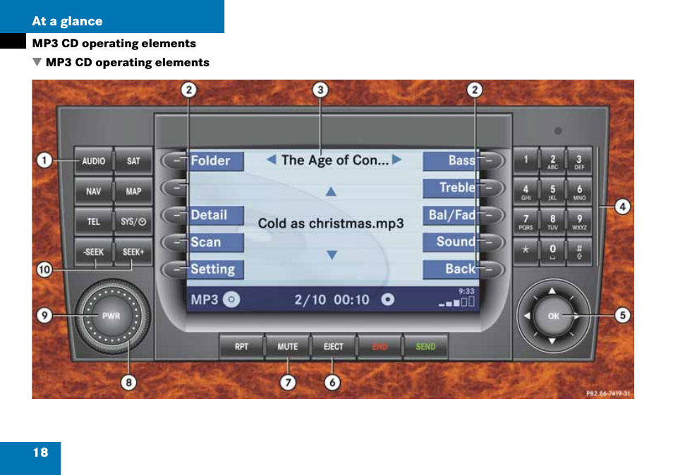 Mp3 cd operating elements | Mercedes-Benz G-Class 2008 COMAND Manual User Manual | Page 18 / 192