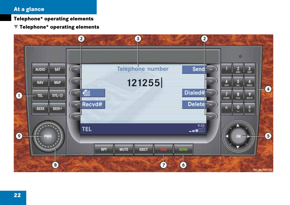 Telephone* operating elements | Mercedes-Benz G-Class 2008 COMAND Manual User Manual | Page 22 / 192