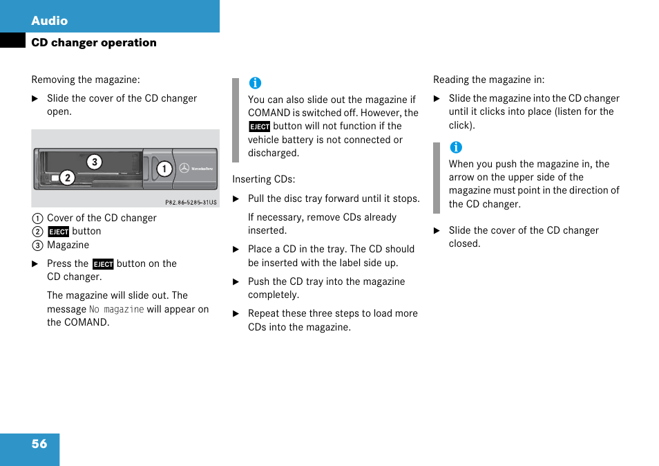 56 audio | Mercedes-Benz G-Class 2008 COMAND Manual User Manual | Page 56 / 192