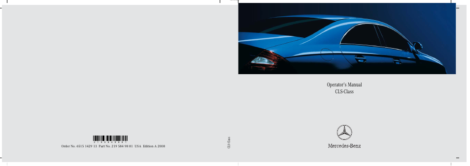 Mercedes-Benz CLS-Class 2008 Owners Manual User Manual | 481 pages