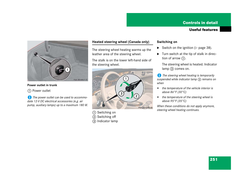 Heated steering wheel (canada only) | Mercedes-Benz CLS-Class 2008 Owners Manual User Manual | Page 252 / 481