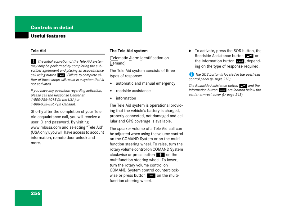 Tele aid | Mercedes-Benz CLS-Class 2008 Owners Manual User Manual | Page 257 / 481