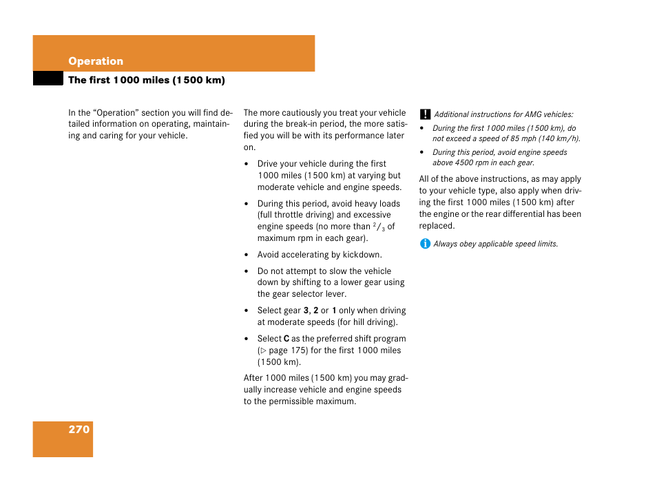 The first 1000 miles (1500 km), 270 operation | Mercedes-Benz CLS-Class 2008 Owners Manual User Manual | Page 271 / 481