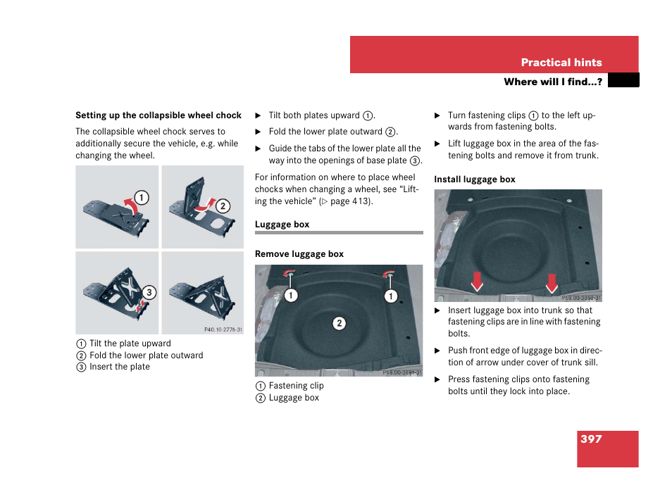 Luggage box | Mercedes-Benz CLS-Class 2008 Owners Manual User Manual | Page 398 / 481