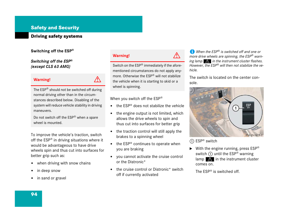 94 safety and security | Mercedes-Benz CLS-Class 2008 Owners Manual User Manual | Page 95 / 481