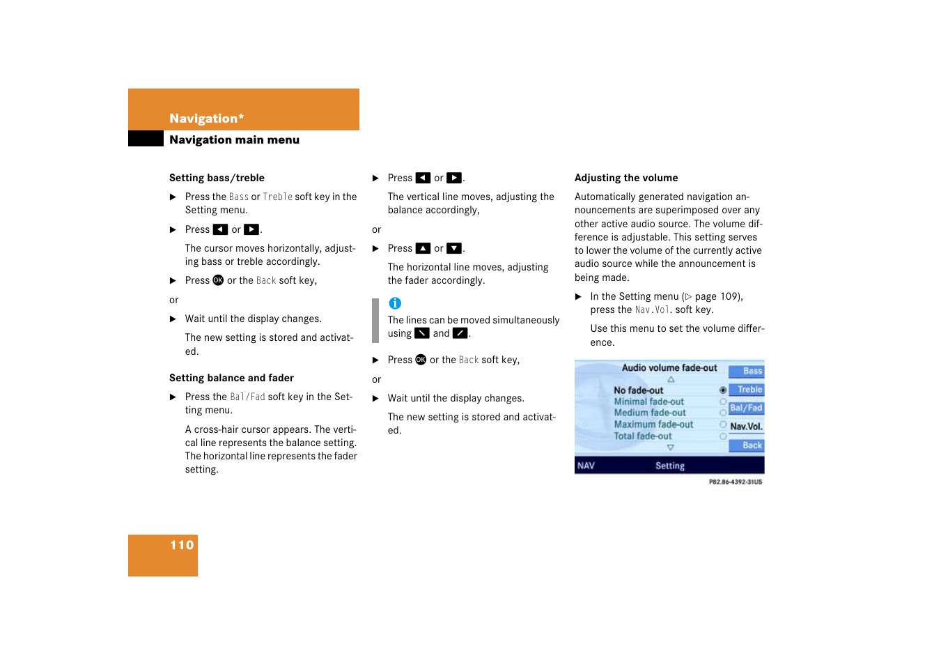 Fader | Mercedes-Benz E-Class 2008 COMAND Manual User Manual | Page 110 / 186