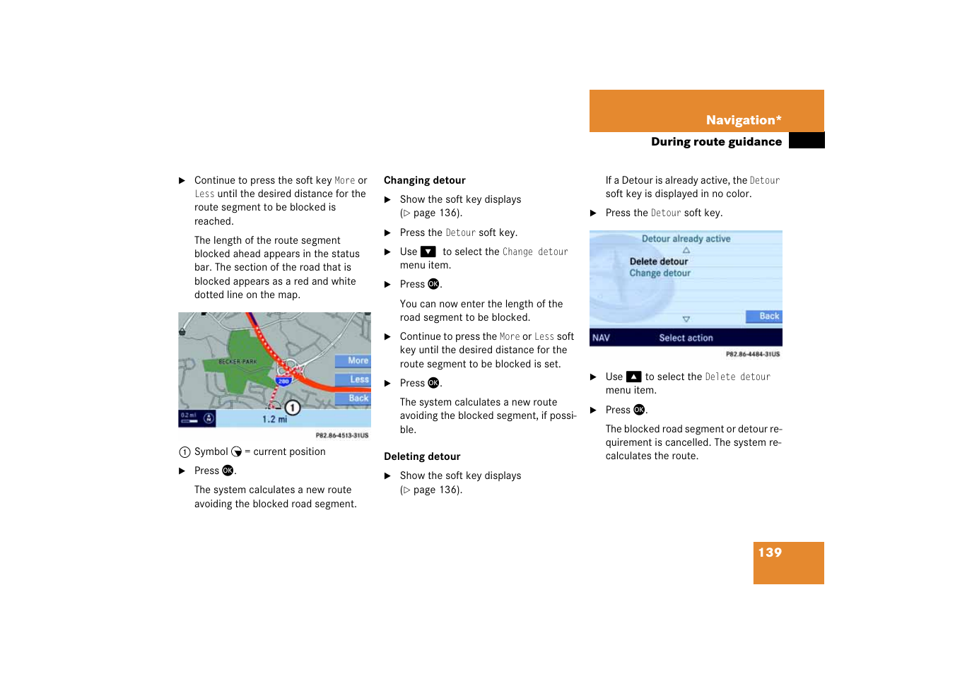 The detour | Mercedes-Benz E-Class 2008 COMAND Manual User Manual | Page 139 / 186