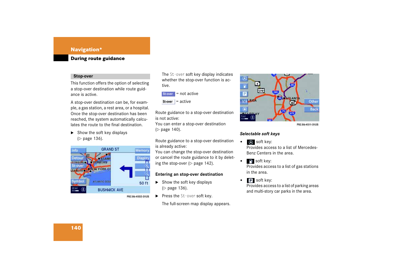 Stop-over | Mercedes-Benz E-Class 2008 COMAND Manual User Manual | Page 140 / 186
