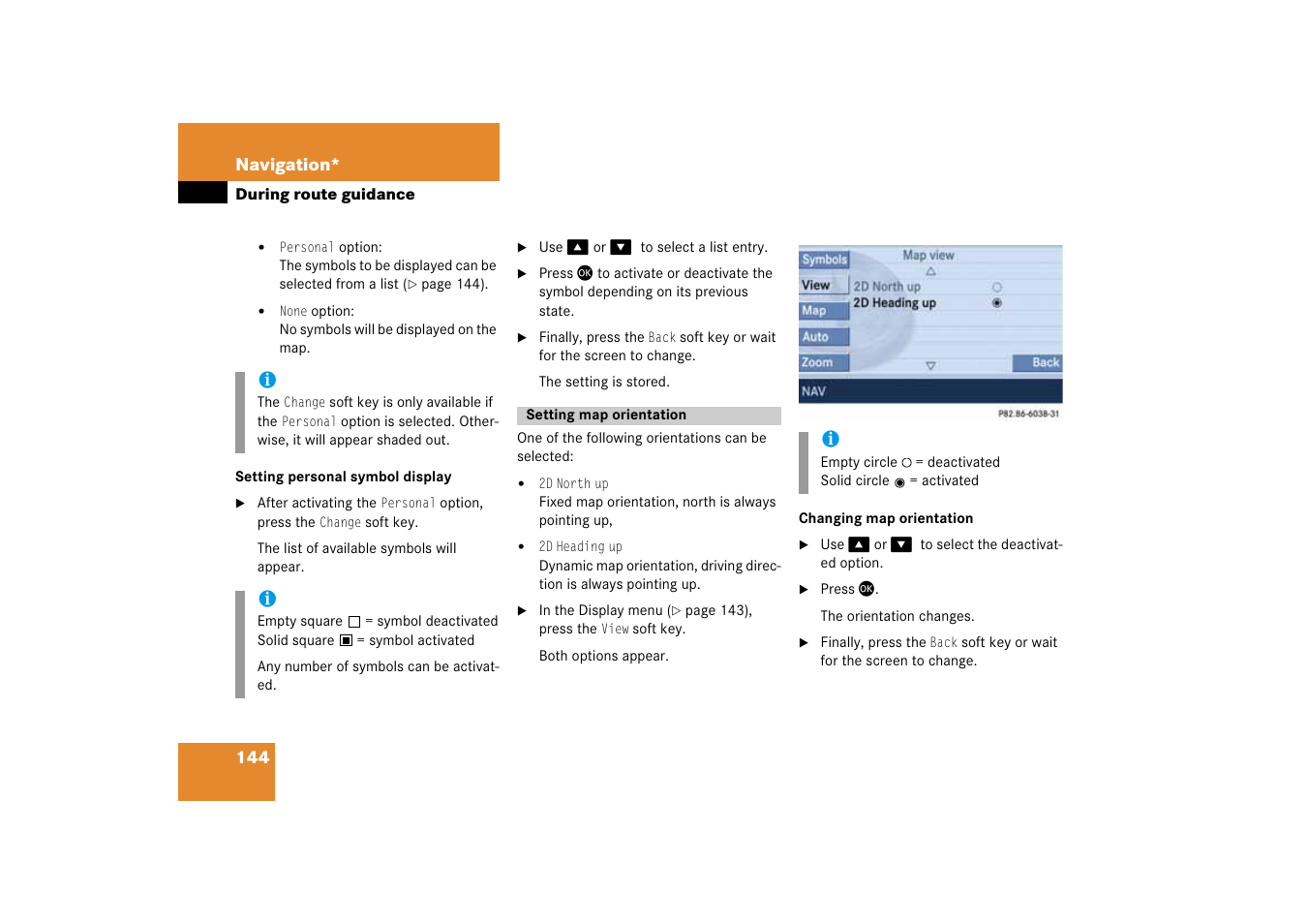 Setting map orientation | Mercedes-Benz E-Class 2008 COMAND Manual User Manual | Page 144 / 186