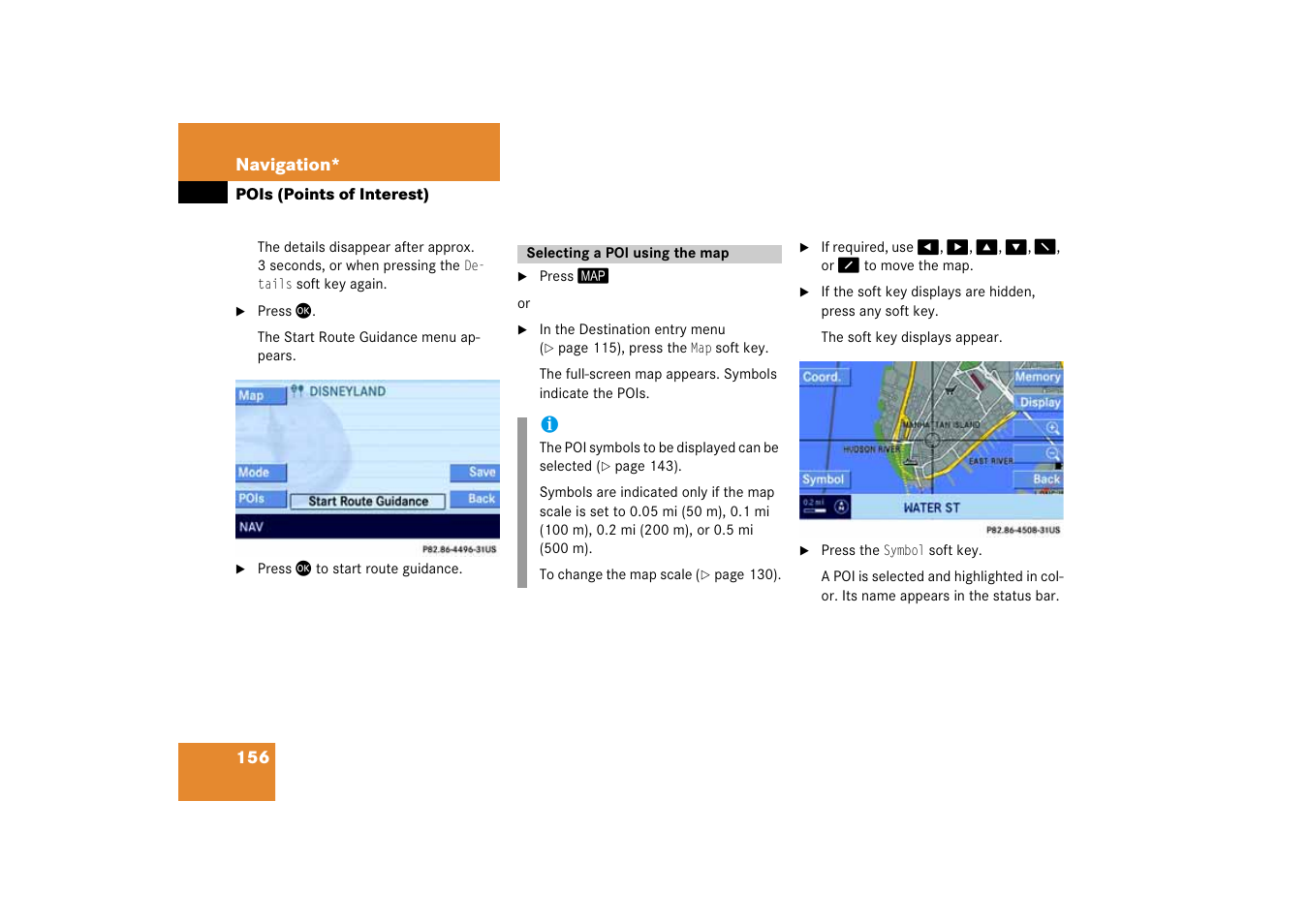 Selecting a poi using the map | Mercedes-Benz E-Class 2008 COMAND Manual User Manual | Page 156 / 186