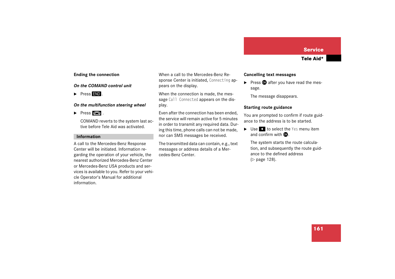 Information | Mercedes-Benz E-Class 2008 COMAND Manual User Manual | Page 161 / 186