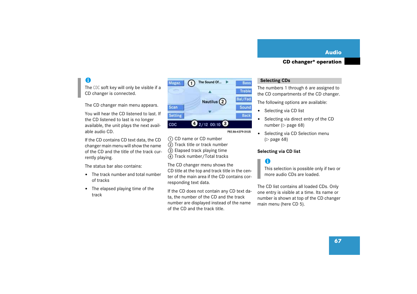 Selecting cds | Mercedes-Benz E-Class 2008 COMAND Manual User Manual | Page 67 / 186
