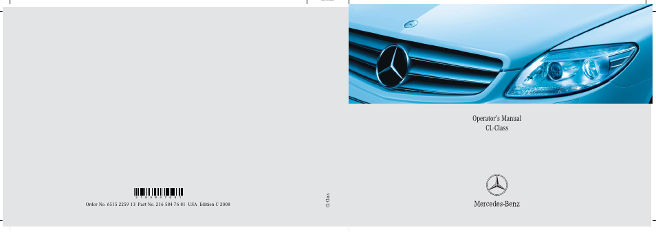 Mercedes-Benz CL-Class 2008 Owners Manual User Manual | 769 pages