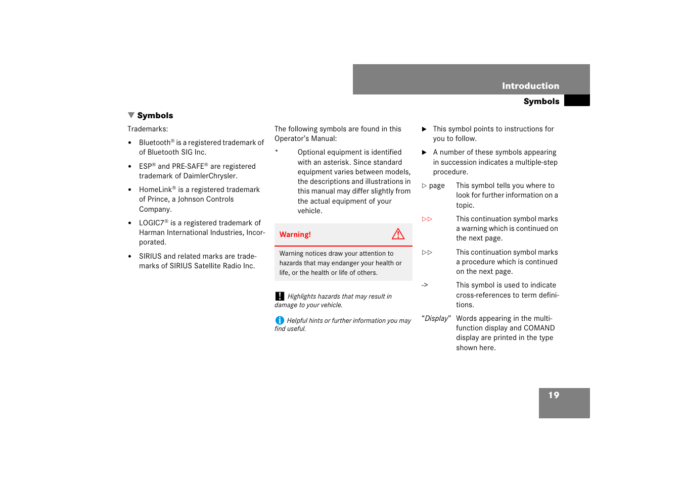 Mercedes-Benz CL-Class 2008 Owners Manual User Manual | Page 20 / 769