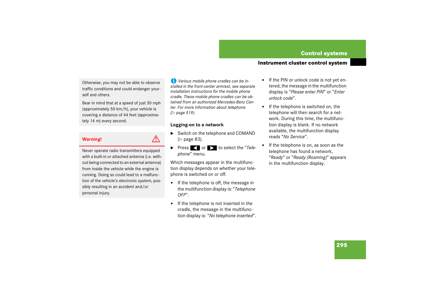 Mercedes-Benz CL-Class 2008 COMAND Manual User Manual | Page 296 / 769