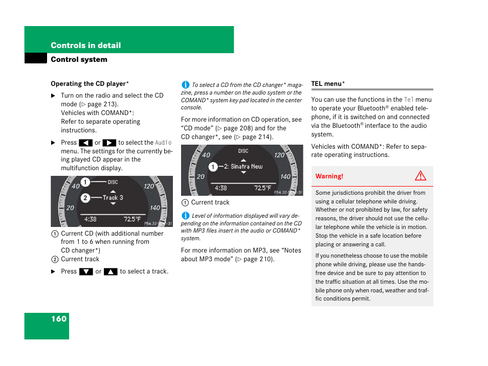 Control system menu:tel, Tel menu | Mercedes-Benz C-Class 2008 Owners Manual User Manual | Page 161 / 509