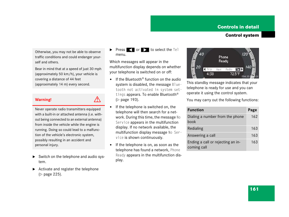 161 controls in detail | Mercedes-Benz C-Class 2008 Owners Manual User Manual | Page 162 / 509