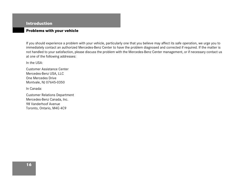 Problems:with vehicle, Problems with your vehicle | Mercedes-Benz C-Class 2008 Owners Manual User Manual | Page 17 / 509