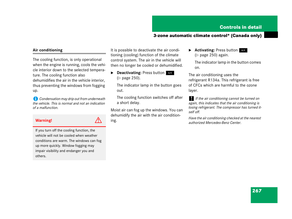 Air conditioning, cooling, Air conditioning, Conditioning | Mercedes-Benz C-Class 2008 Owners Manual User Manual | Page 268 / 509