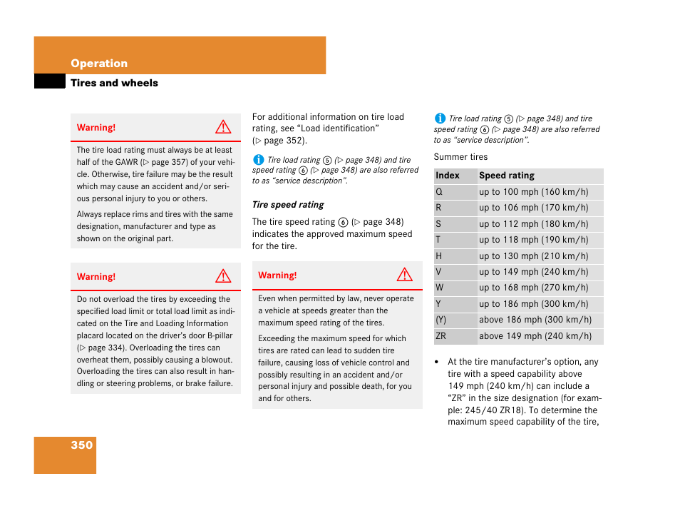 Formation, see “tire speed rating | Mercedes-Benz C-Class 2008 Owners Manual User Manual | Page 351 / 509