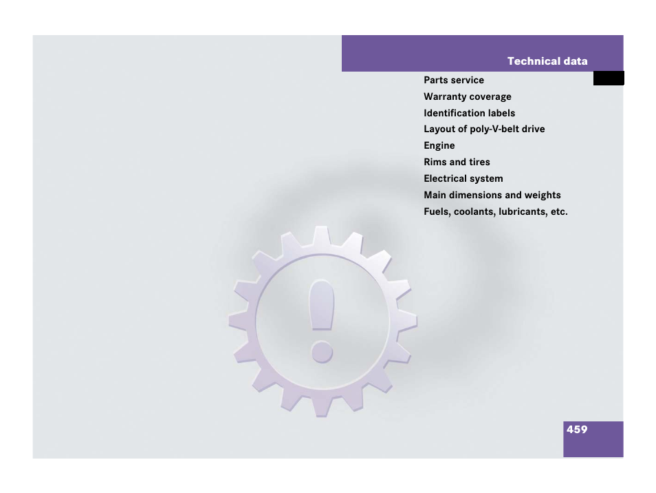 Technical data | Mercedes-Benz C-Class 2008 Owners Manual User Manual | Page 460 / 509