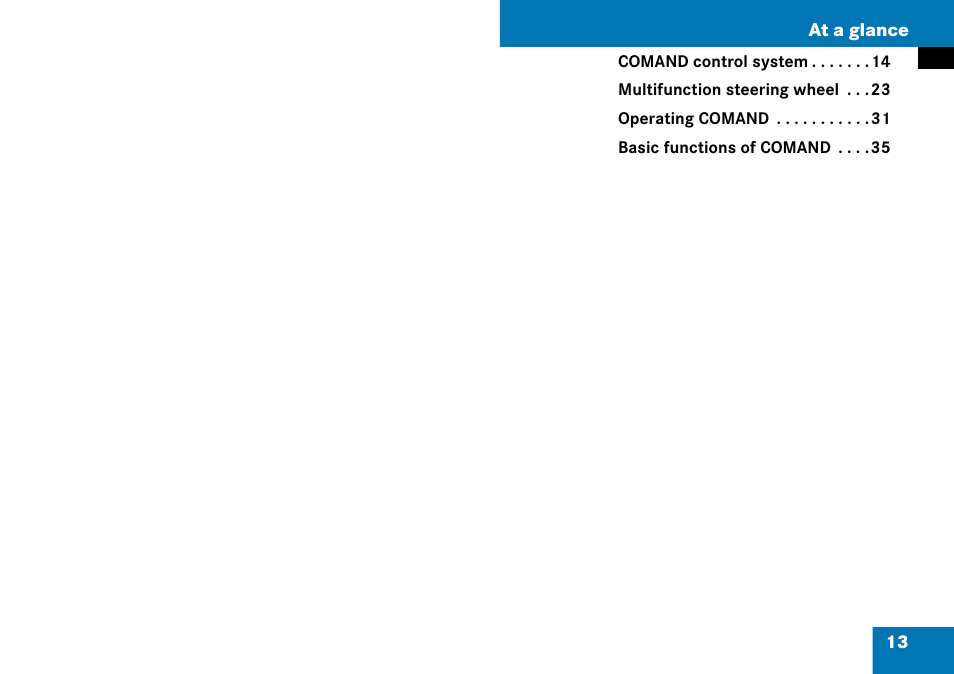 At a glance | Mercedes-Benz C-Class 2008 COMAND Manual User Manual | Page 14 / 225