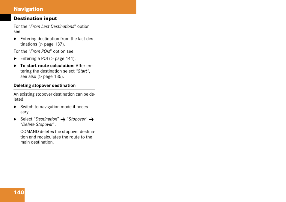 140 navigation | Mercedes-Benz C-Class 2008 COMAND Manual User Manual | Page 141 / 225