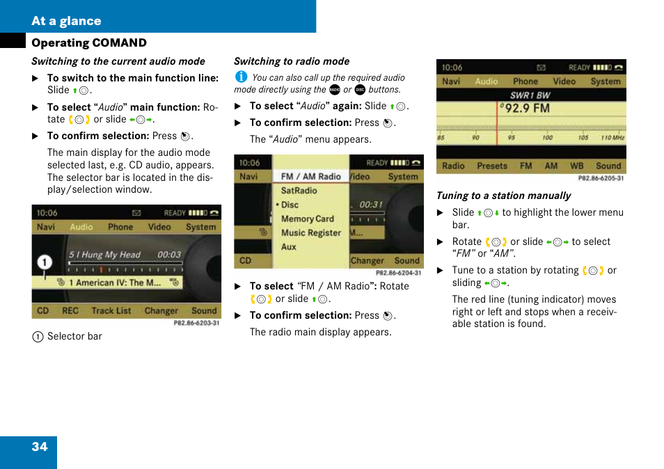 34 at a glance | Mercedes-Benz C-Class 2008 COMAND Manual User Manual | Page 35 / 225