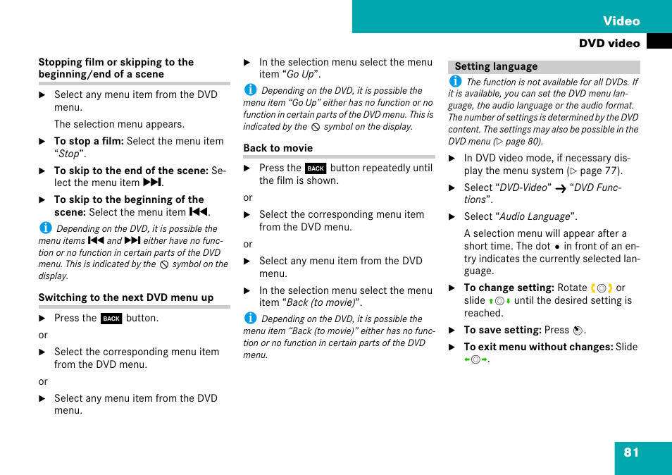 Setting language, 81 video | Mercedes-Benz C-Class 2008 COMAND Manual User Manual | Page 82 / 225