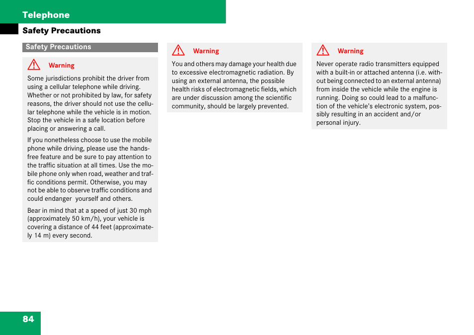 Safety precautions | Mercedes-Benz C-Class 2008 COMAND Manual User Manual | Page 85 / 225