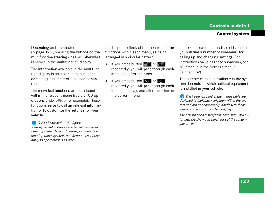 Mercedes-Benz C-Class 2007 Owners Manual User Manual | Page 124 / 441