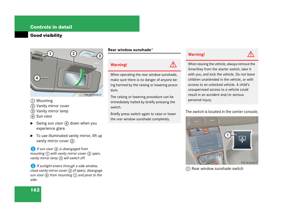 Rear window sunshade | Mercedes-Benz C-Class 2007 Owners Manual User Manual | Page 163 / 441